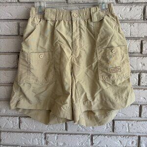 AFTCO Men's Fishing Shorts Size 30 Khaki/Natural Color Nylon Elastic Waist M01